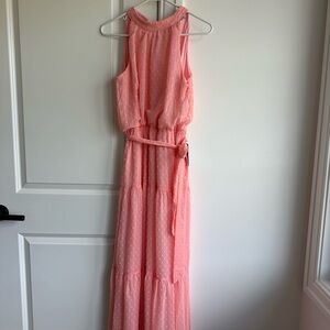 Elegant Pink Sleeveless Maxi Dress